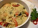 Receta de cocina curry verde de gambas y vieiras