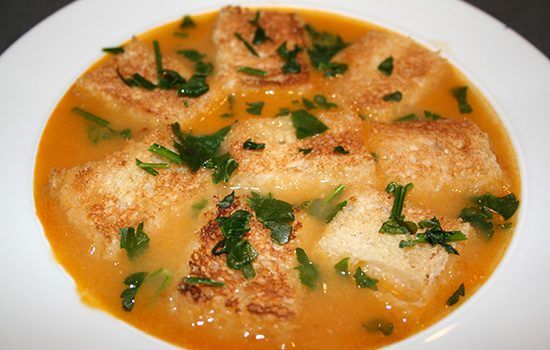 Receta de caldo o sopa de pescado y rosejat de gambas