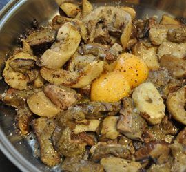 Receta de boletus edulis con yema de huevo
