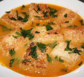 Receta de caldo o sopa de pescado y rosejat de gambas
